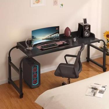 Imagem de Mesas sobre a cama, mesa móvel com altura ajustável, mesa de hospital móvel com rodas, estação de trabalho, carrinho de laptop com defletor de mesa, mesa para casa, escritório, hospital