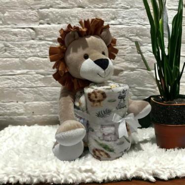 Imagem de Kit Bichinho De Pelucia Com Mantinha Para Bebe - Miguel Baby, Leãozinh
