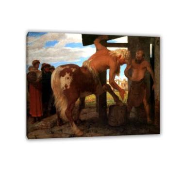 Imagem de Pintura famosa arte de parede abstrata centauro na cidade ferreiro reprodução de imagem impressa em tela emoldurada impressão de arte de parede pôster para decoração de quarto 50 x 40 cm (20 x 16