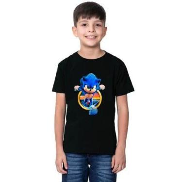 Imagem de Camiseta Moda Infantil 100% Algodão Estampada Sonic - loja dinka, g, p