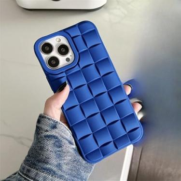 Imagem de Capa de silicone macio com padrão de trama de cubo 3D para iPhone 14 13 Pro Max 11 12 Mini X XS XR 6S 7 8 Plus SE Capa fosca à prova de choque, azul, para iPhone 13 Mini
