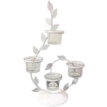 Imagem de Suporte de vela de metal para decoração de copo de vela de vidro para mesa de centro de mesa, castiçal moderno nórdico, suporte de vela com base estável