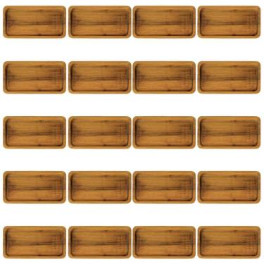 Imagem de Kit 20 Bandejas Madeira Teca Petisqueira 20x10cm Bar Restaur