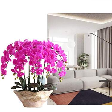 Imagem de Flor artificial em vaso Phalaenopsis flores artificiais decoração vasos plantas artificiais orquídeas borboleta conjunto para decoração de casa ornamento mesa centro de mesa ornamento