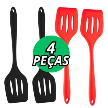 Imagem de Conjunto Espatula Vazada De Silicone Para Cozinha Air Fryer Lanchonete