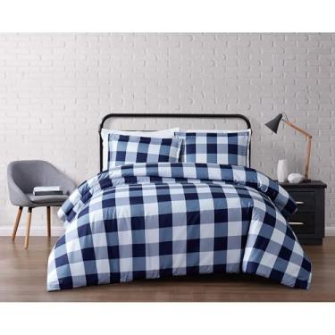 Imagem de Truly Soft Everyday - Conjunto de edredom casal/queen + fronhas - Coleção xadrez Buffalo - Azul marinho (DCS2093BLFQ-00)