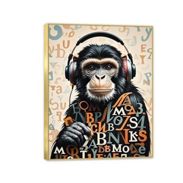 Imagem de Macaco gorila animal pintura inspiradora imagens pôsteres arte arte vintage animal tela parede arte banksy arte de parede para sala de estar escritório decoração de parede 65 x 50 cm (66.0x48.3 cm