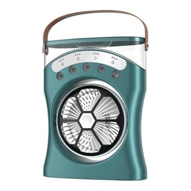 Imagem de Ventilador de Mesa com Névoa - Ventoinha de Mesa Recarregável com Névoa - de Arrefecimento Giratório 180 Graus e Três Velocidades para Clima Quente Quarto Escritório Praia