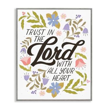 Imagem de Stupell Industries Trust In The Lord Proverb Gray Framed Giclee Art Design por Muffin Grayson, 40 x 50 cm