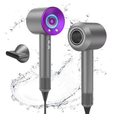 Imagem de VASULER Secador De Cabelo Secagem Rápida 1600 W, Iônico Negativo Com Motor Digital Potente Sem Escovas Alta Velocidade 110.000 Rpm, Controle Térmico Baixo Ruído (Rosa Vermelho - Cinza)