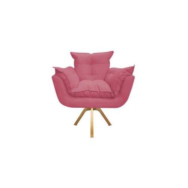 Imagem de Poltrona Decorativa Opala Base Giratória Suede Rosa Ms Decor - Mansão 