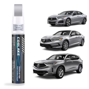 Imagem de COSLAKE Tinta de retoque de carro (prata lunar metálica (NH-830M)) para Acura, kit de reparo de arranhões de tinta de carro, solução rápida e fácil de reparar, caneta removedor de arranhões 2 em 1 com