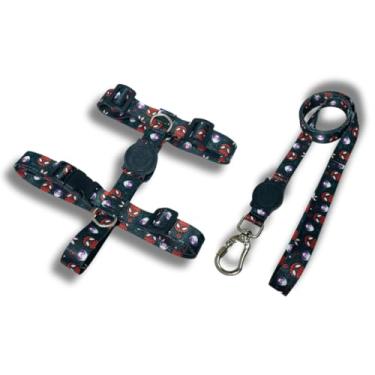 Imagem de Coleira Peitoral Tipo H para Cães - Anti-Puxão com Guia de 1,10m | Varias Estampas (Homem Aranha,M)