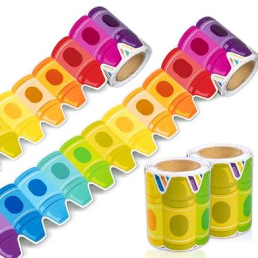 Imagem de VABAMNA Decorações De Borda Quadro Avisos 52 Pés - 2 Rolos Giz Cera Arco-Íris Para Decoração Parede, Janela E Porta Sala Aula