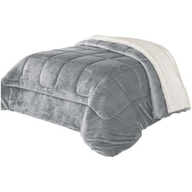 Imagem de Cobertor CASAL GROSSO FOFÃO 2,40x2,20 lã de ovelha Manta quente Cobertas Sherpa Edredom Coberdrom(CINZA)