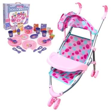 Imagem de Genérico, Carrinho Boneca Passeio Bebê Reborn e Jogo Meu Jantarzinho