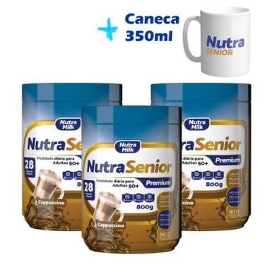 Imagem de kit 3 Nutra Senior Adulto 50+ 800g linha Premium ZERO LACTOSE + Brinde