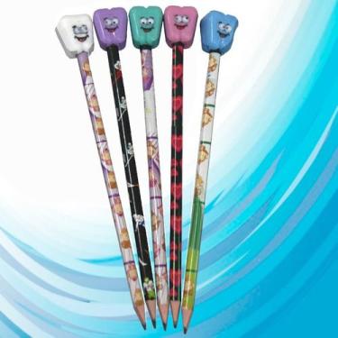 Imagem de Brinde Odontológico Lápis Dentinho Esperto com Baú Colorido - 4 Unidad
