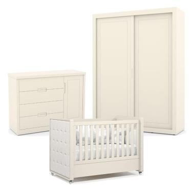Imagem de Quarto De Bebe 2 Portas Tutto New Off White Com Capitonê New Boucle - Matic