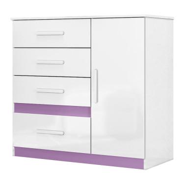 Imagem de Cômoda Sapateira Vênus 1 Porta E 4 Gavetas Branco-lilás - Moval Branco-lilás