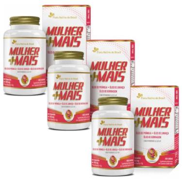 Imagem de Kit 3x Mulher +Mais (Prímula, Linhaça, Borragem + Vit Adek) 60 Cápsula