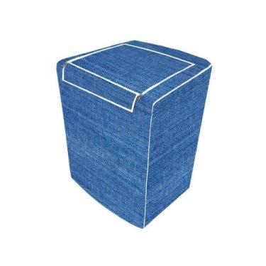 Imagem de Capa De Máquina De Lavar M Azul Jeans Com Zíper Forrada - Vida Pratika