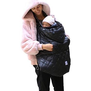 Imagem de Capa para transporte de bebê Enfant 7AM - K-Poncho Forro de pelúcia ultra macio de ajuste universal, bolsa repelente de água com capuz ajustável, capa de cobertor multifuncional para carrinho de bebê