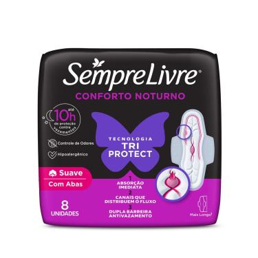 Imagem de Absorvente Externo Sempre Livre Conforto Noturno Suave, 8un