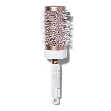Imagem de Escova de cabelo redonda de volume T3 com revestimento cerâmico para barril ventilado escova redonda para secagem por sopro cerdas resistentes ao calor, branco/ouro rosa