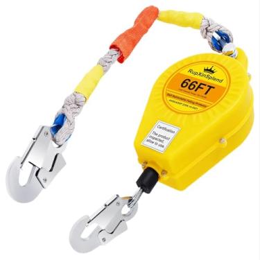 Imagem de RupXinSplend Protetor de proteção contra quedas autoretrátil 1,8 m de proteção contra quedas, trava dupla, EPI + carcaça de aço de liga resistente, corda de segurança, cabo, construção de telhado de