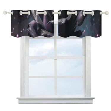 Imagem de Cortina blackout rosa roxa escurecimento de quarto cortinas de janela curta isolamento térmico cortinas de janela de banheiro para cozinha sala de jantar quarto 2 painéis 132 cm x 46 cm