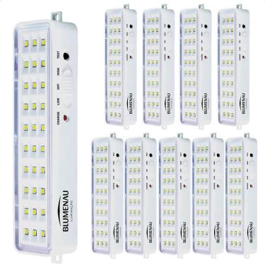 Imagem de Kit 10 Luminárias De Emergência Blumenau 30 Leds Recarregável Bivolt
