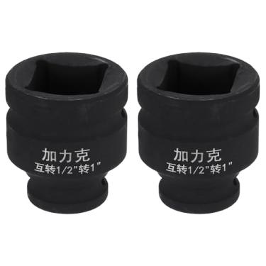 Imagem de HARFINGTON 2 peças soquete quadrado de 4 pontos 1/5.1 cm Drive 25,4 mm soquete de impacto quadrado métrico CR-V Blackening luva de roda padrão ferramenta de manga pneumática para reparo de automóveis
