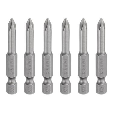 Imagem de HARFINGTON 6 peças de chave de fenda Phillips número 1 PH1 1/10.2 cm, haste sextavada, 50 mm de comprimento, magnética, S2, aço industrial, broca elétrica de cabeça cruzada, haste de 5 mm