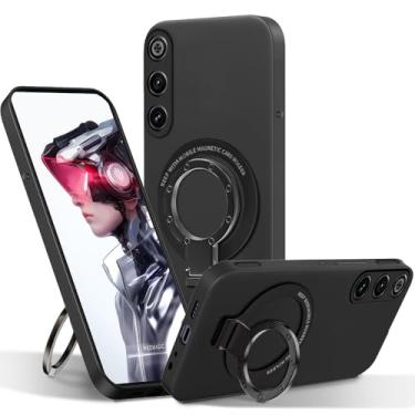 Imagem de Pusiikeer Capa protetora de silicone compatível com ZTE Nubia Red Magic 10 Pro/10 Pro+/10S Pro/10S Pro + com suporte de anel de metal e suporte para Red Magic 10 Pro 2024- preta