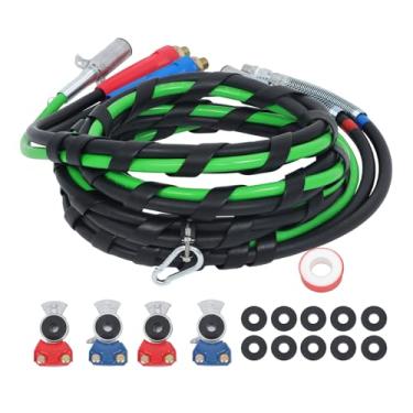 Imagem de labwork Linhas de ar de 4 m para reboque de trator, mangueira de ar para semi-caminhão 3 em 1 ABS e linhas aéreas de energia cabo elétrico de 7 vias 4 m conjunto de envoltório 3 em 1 conjuntos de