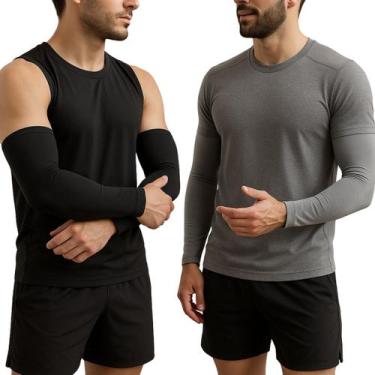 Imagem de Manguito Esportivo UV50 com Proteção Solar  Kit 2 Pares Preto e Cinza 