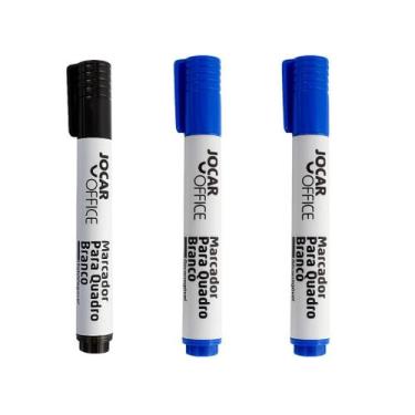 Imagem de Kit com 3 Marcador Piloto Recarregável para Quadro Branco Jocar Office