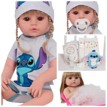 Imagem de Bebê Reborn Menina Stitch Loira Olhos Castanhos 46cm Fofa - Cegonha Re