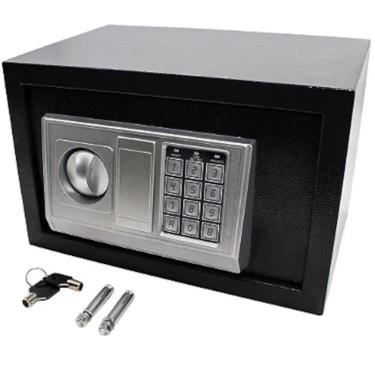 Imagem de Cofre Eletrônico Digital Preto 31x20x20 cm com Chave e Senha