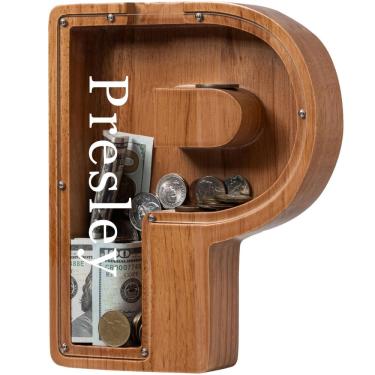 Imagem de Cofrinho de madeira personalizado para crianças, tamanho grande