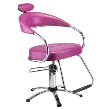 Imagem de Cadeira Futura Hidráulica Cromada P/ Salão Cabeleireiro Rosa - Dompel