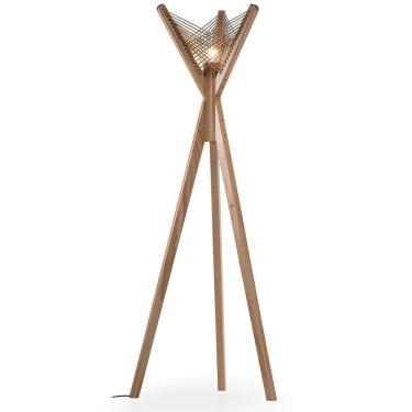 Imagem de Luminária Fulô Ozki 153 Cm (altura) Madeira Eucalipto Cedro Corda Couro Reconstituído