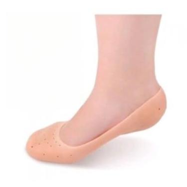 Imagem de Meia Silicone Hidratante Pé Calcanhar Antiderrapante Aumento pes Protetor Silicone Pe Sapato Par de Meia Palmilha(1 PAR)