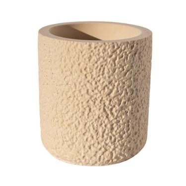 Imagem de Vaso Decorativo Texturizado M Artesanal 10,5cm Em Cimento Palha