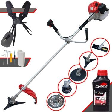 Imagem de Roçadeira Podador de Grama Lateral Anmax CG520P À Gasolina 52cc 2,2HP 10.000rpm Robusta Com Carretel de Nylon + Kit 4 Lâminas de Corte + ÓLEO TOYAMA