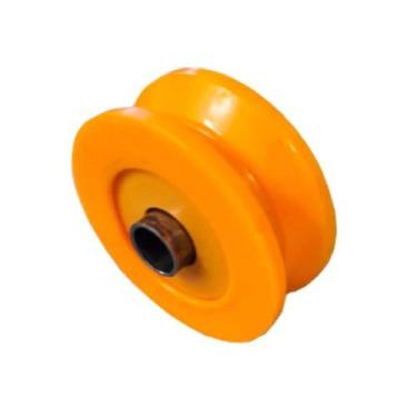 Imagem de Roldana Nylon Laranja Maciça 75(3") Tipo V (Cantoneira) Bucha - Ferros