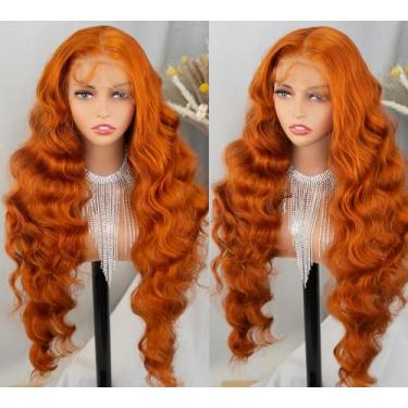 Imagem de MISS FANCY Perucas De Renda Frontal Ruiva 32" Para Mulheres Negras, 13X6 Hd Frontal, Pré-Arrancadas, Sem Cola, Com Cabelo Bebê, Ondulado, Fibra Sintética Resistente Ao Calor, Uso Diário E Levar