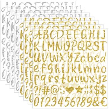 Imagem de 648 peças de adesivos de letras douradas com glitter do alfabeto adesivos de vinil à prova d'água de 2,5 cm letras pequenas ABC para tampa de formatura garrafas de água copo caixa de correio