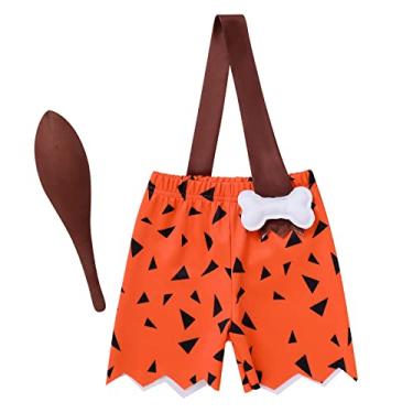 Imagem de Fantasia infantil Baby Bam Bam Bam Pebbles Caveman Cavegirl Stone Age roupa para meninas menino Halloween Cosplay Dress Up Photo Shoot, Laranja - Menino, 12-18 Months
